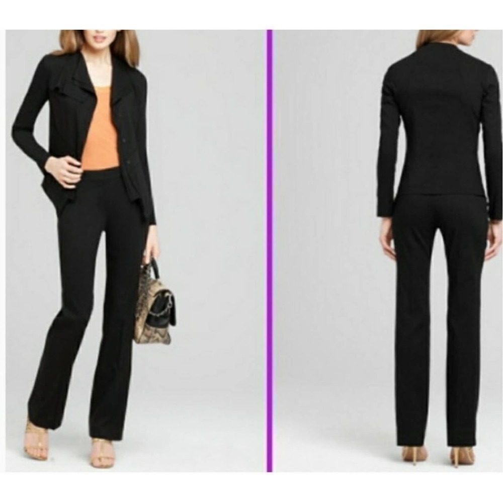 Tahari Womens Terry Dress Pants Black Straight Stretch 2 NWT‎